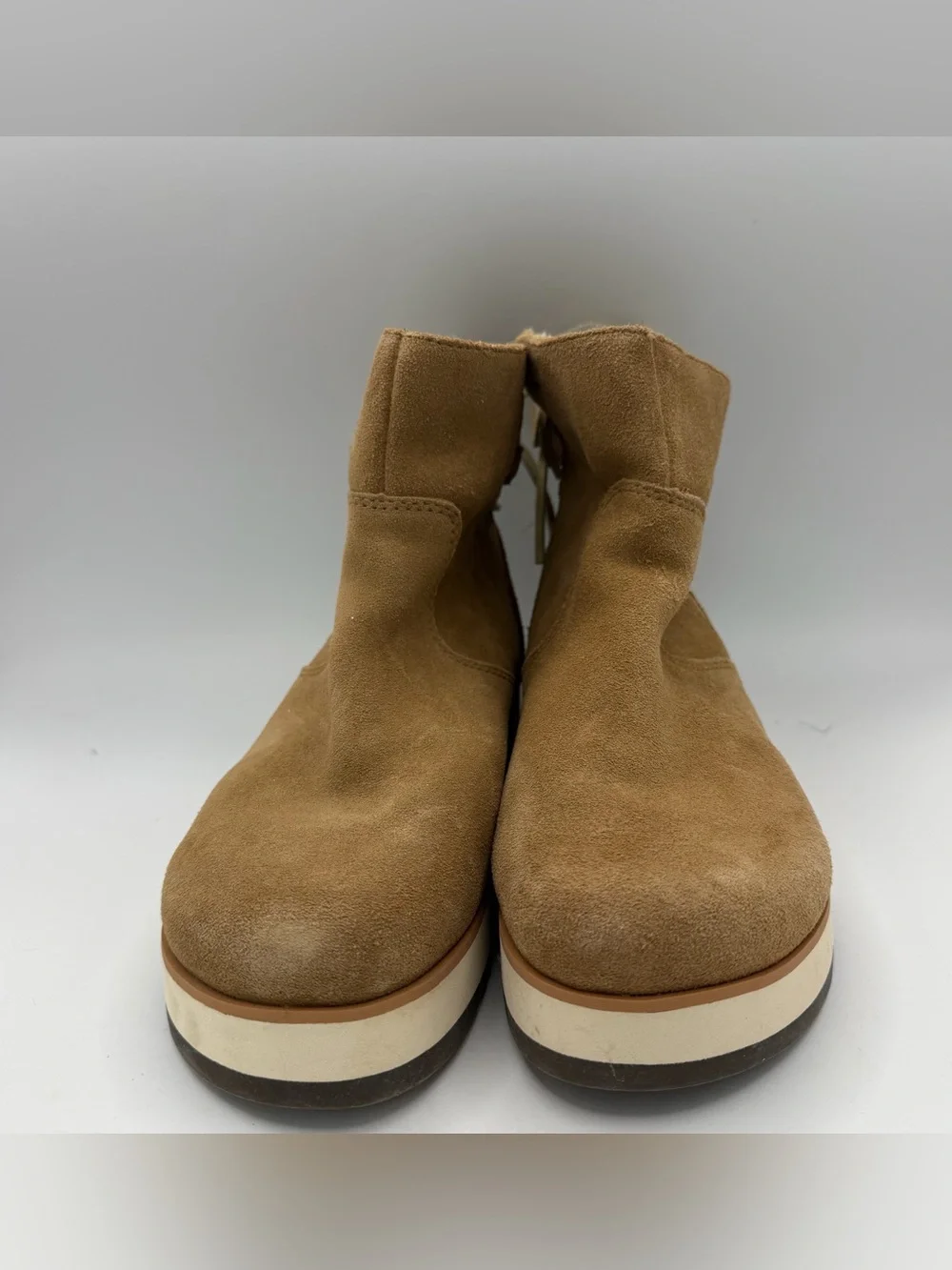 Merrell Juno Bluff Polar Ankle Snow Boots Womens Size 7.5 Beige Suede Waterproof